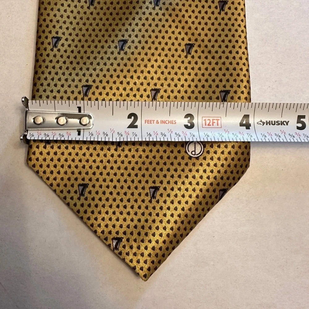 DUNHILL Men's 100% Silk Classic Necktie ENGLAND‎ Designer Gold Black Sailboats